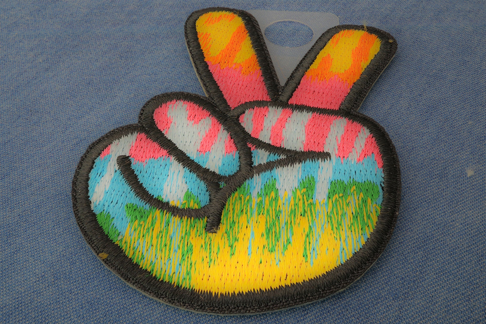Colorful Peace Fingers Hand Sign Novelty Embroidery  Iron-On Patch (  4 x 4 inches )
